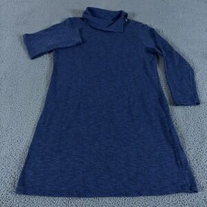 Pure J Jill Sweater Dress Womens L Petite Tunic Asymmetrical Button Collar Knit
